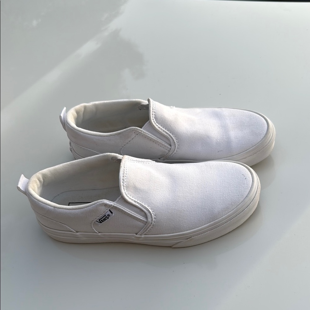 Vans Classic White Canvas Slip-Ons